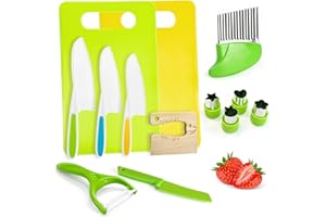 Chanking 13 Pieces Kids Safe Knife Set for Real Cooking Child-Friendly Plastic Chef Tools Montessori Kitchen Toys for Toddlers with Bright Colors Gifts for Boys and Girls
