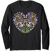 Floral Women TShirt Vintage Boho Wildflower Botanical Flower Long Sleeve T-Shirt