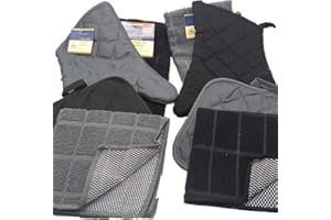 GREENBIER Kitchen Decor - Oven Mitts - Potholders - Towel Linen Set (8 Pc) Clean Classic Black and Gray Color Combination - Kitchen Towel Potholder Scrubber Dishcloth Oven Mitt Set - Kitchen Decorations