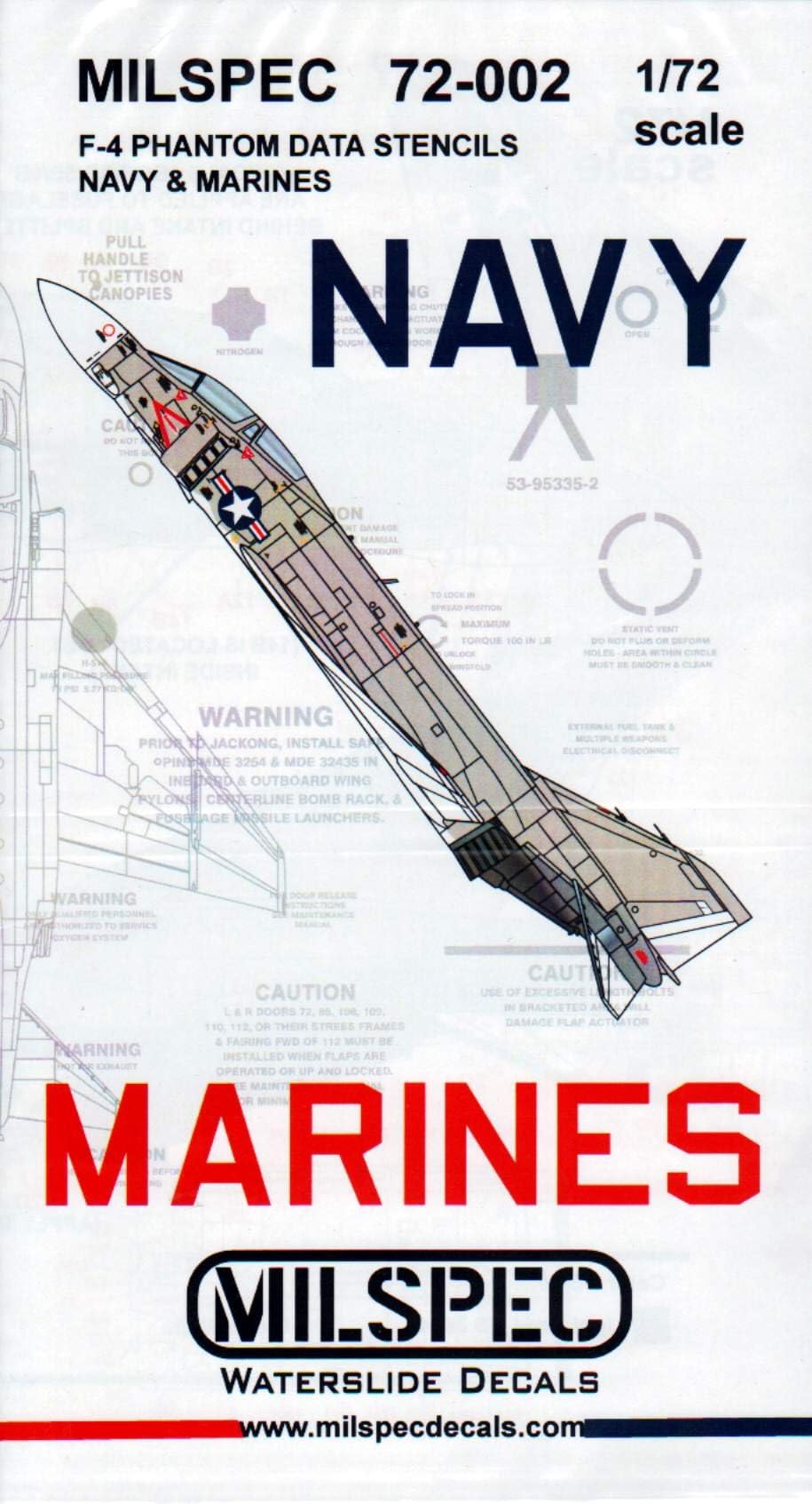 MilSpec Decals CAMMS72002 1:72 F-4 Phantom II Hi Viz Data Stencils US Navy & Marines [WATERSLIDE Decal Sheet]