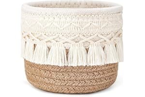 Macrame Makeup Brush Holder, Boho Decor Organizer Comb Baskets Mini Storage, Ivory Storage Basket for Home/Beauty Enthusiasts
