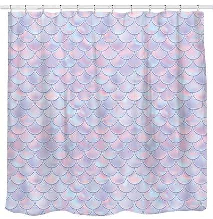 3d Mermaid Scales Shower Curtain Lilac Purple Pink Blue Ocean