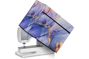 Fuojuvelie Purple Marble Pattern Sewing Machine Cover Dust Proof Sewing Machine Protect Cover with Handle and Sewing Essentials Pockets with Most Standard Sewing Machines