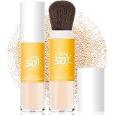Mineral Sunscreen Setting Powder SPF 50, Sunscreen Powder for Face &amp; Scalp, TranslucentSunscreenPowder with Brush, Oil Control Natural Matte Finish LoosePowder, Lasting Lightweight Breathable