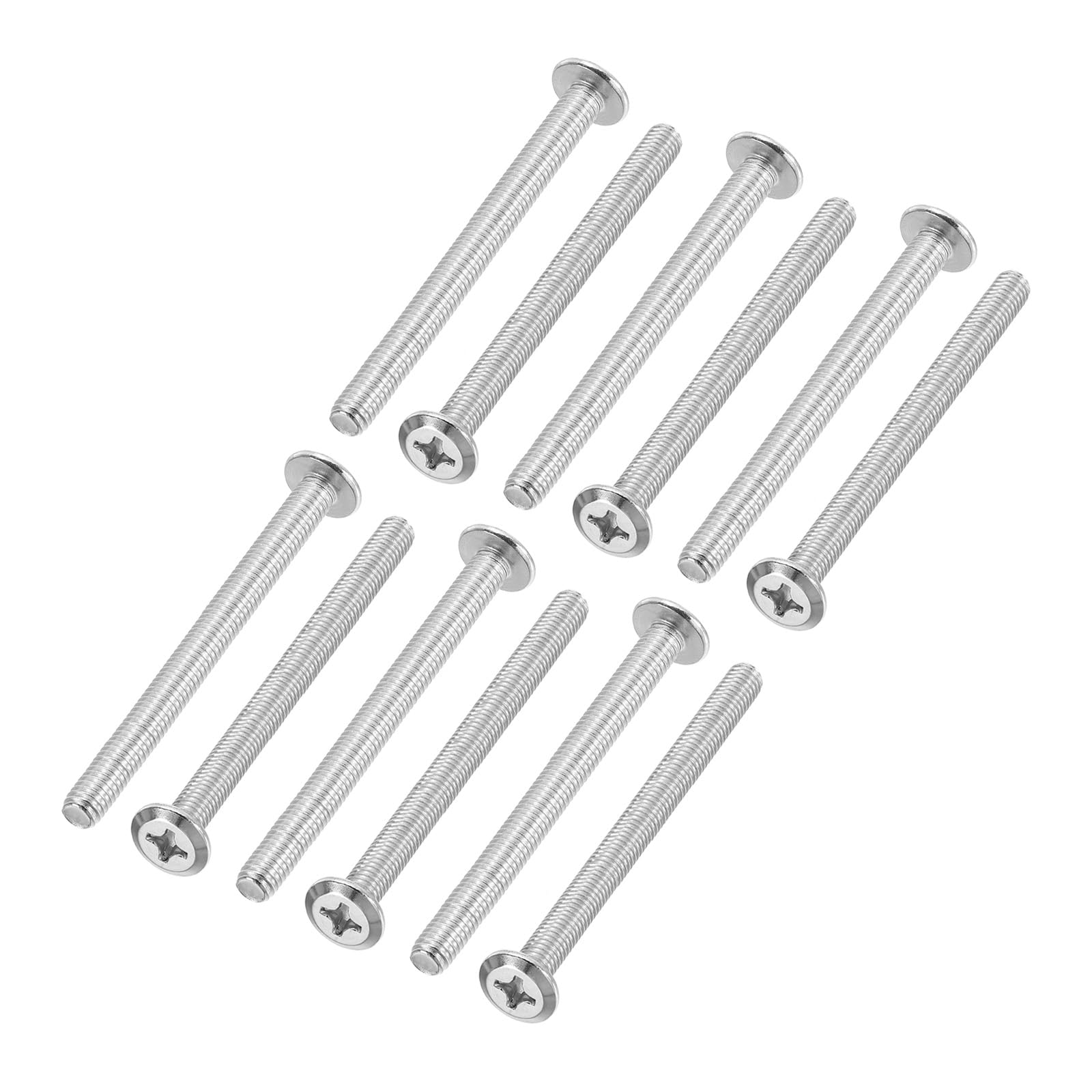 PATIKIL Flat Round Head Phillips Screws, 8 Pack M6-1 x 75mm Binding Screws 304 Stainless Steel 18-8 Full Thread, Phillips Drive Machine Screw Furniture Screw Connector Bolts