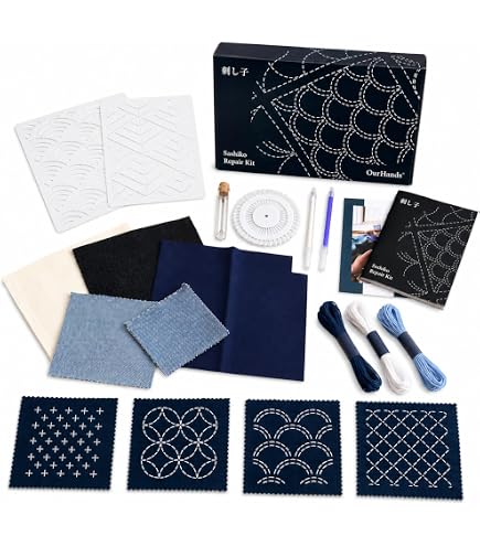 Sashiko kit, Yokota Sashiko Thread and Template Yume Fukin with