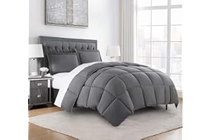 Chezmoi Collection 3-Piece Down Alternative Comforter Set (Queen, Gray)