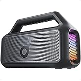 Soundcore Boom 2 Outdoor Speaker, 80W, Subwoofer, BassUp 2.0, 24H Playtime, IPX7 Waterproof, Floatable, RGB Lights, USB-C, Custom EQ, Bluetooth 5.3, Portable for Outdoors, Camping (Renewed)