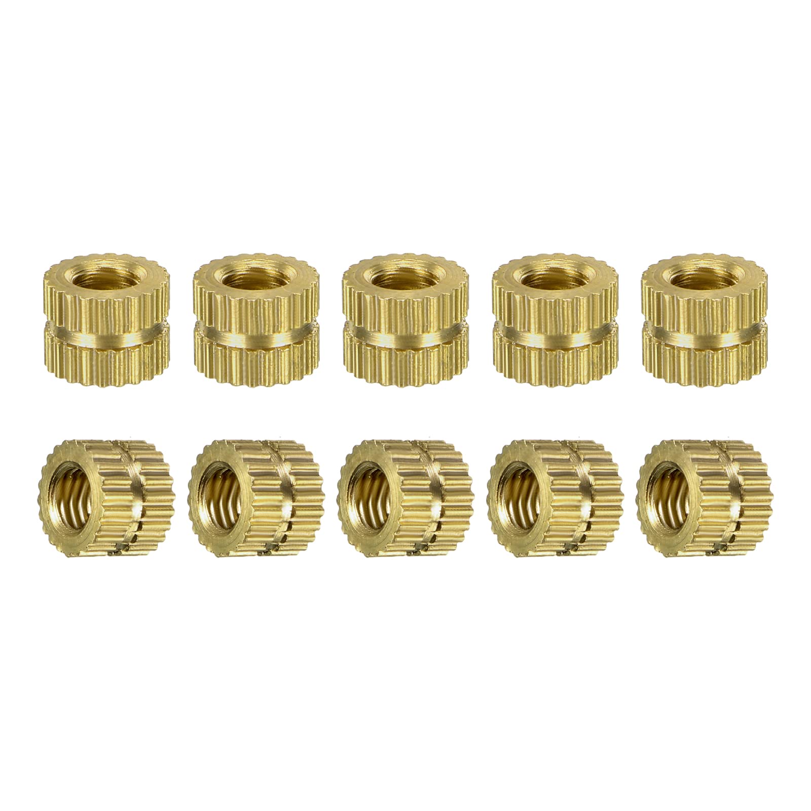 DTGN M3x4x5.4mm(IDxLxOD) Knurled Insert Nuts - 100 Pack - Good for Plastic Shells - Brass Female Thread Heat Set Inserts Embedment Nut