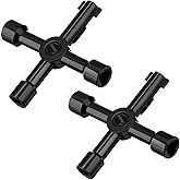Shappy 2 Pack 4 Way Cabinet Panel Keys for Water Meter, Black | Water Key, Sillcock Key, Multi-functional, Utility 4 Way Keys