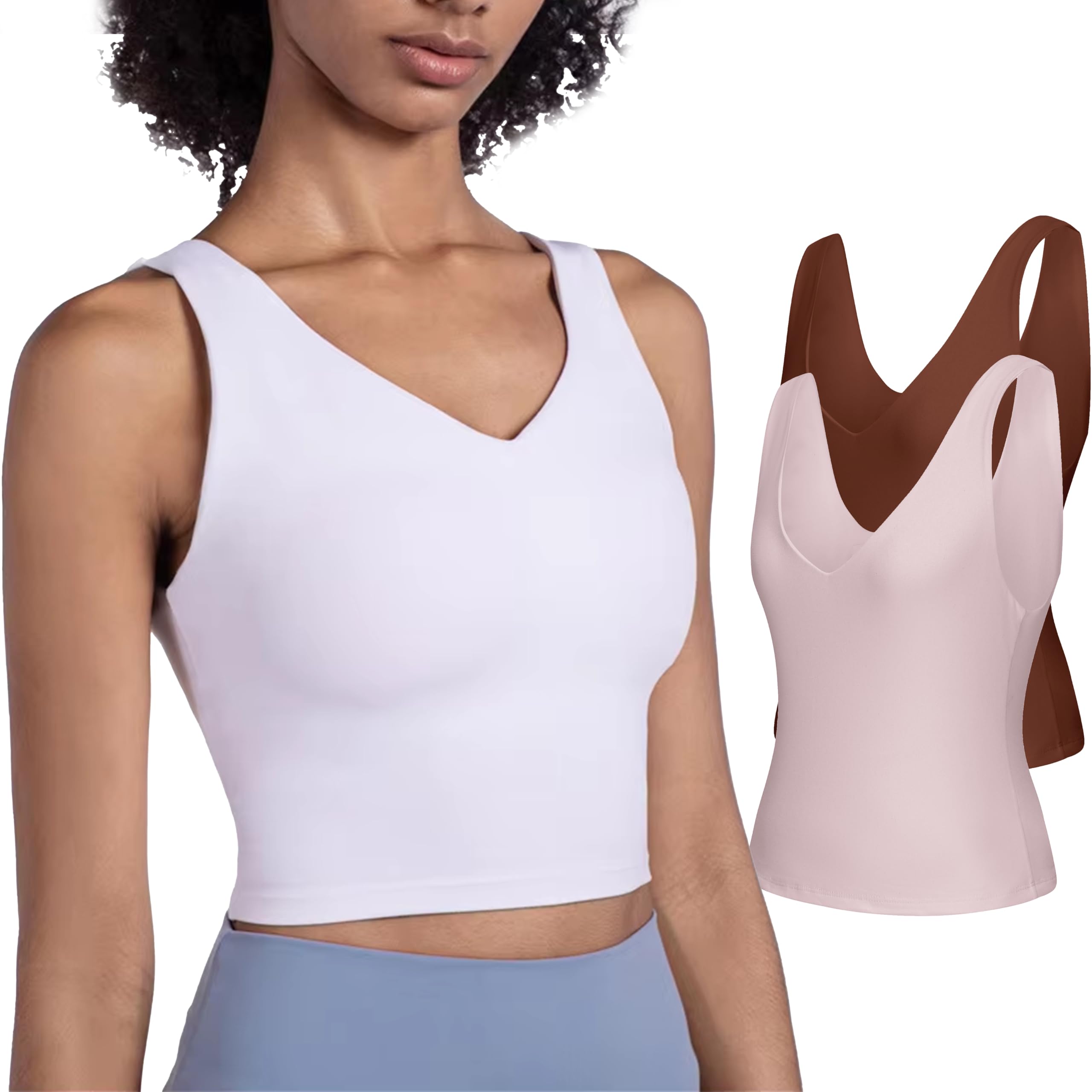 Photo 1 of **MISSING THE WHITE TOP**DITOK Womens Camisole Tank Tops Double Layer Camisole Soft Lingerie Cami Pack Girls Slimming Outfits Casual Crop Tank Top SIZE LARGE