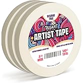 TSSART 3 Pack White Artist Tape - Masking Artists Tape for Drafting Art Watercolor Painting Canvas Framing - Acid Free 0.6inch Wide 540FT Long Total