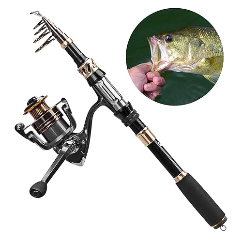 PLUSINNO Telescopic Fishing Rod and Reel Combos with Line Carbon