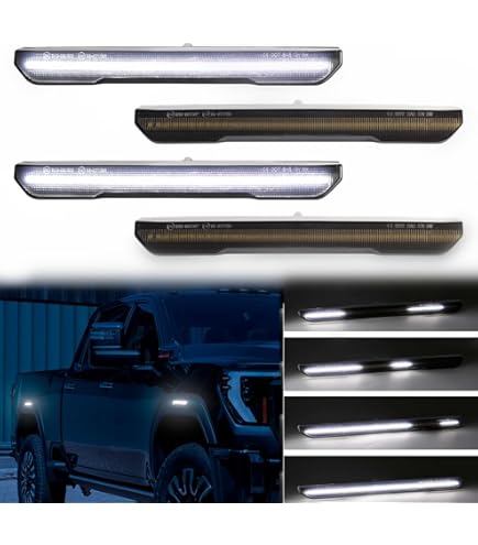 Dynamic Sequential White LED Side Marker Lights For GMC Sierra 2500HD/3500HD 2020-2024 - Smoked Lens
