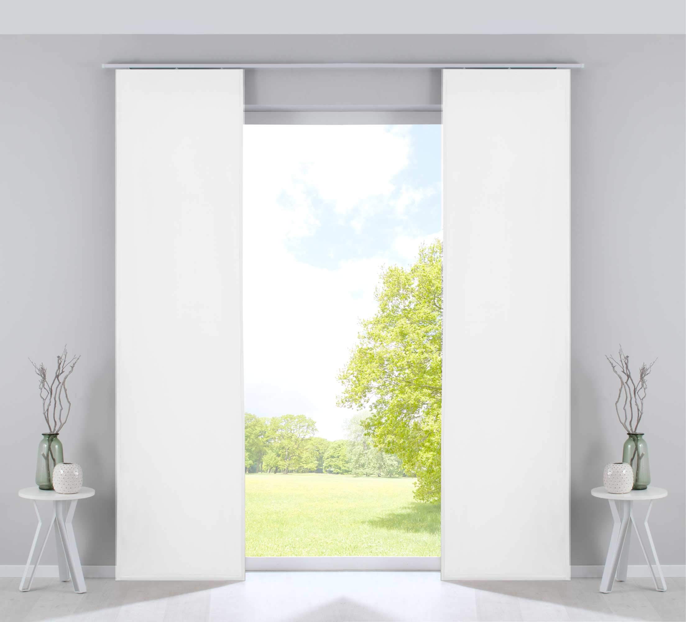 Gardinenbox Set of 2 panel curtains blackout sliding curtains” Milano “velvet opaque blackout panel trolleys weighting bars, HxW 245 x 60 cm, 203571-2, white