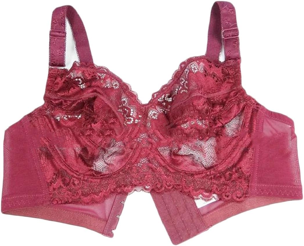 Gocgt Women Sexy Plus Size Lace Bra Underwire Push up Thin Soft Minimizer Bra