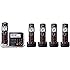 Panasonic KX-TG7875S Link2Cell Bluetooth Cordless Phone with Enhanced Noise Reduction & Digital Answering Machine - 5 Handsets, Black/Silver