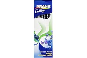 Prang Artist Charcoal Pencils, Paper Wrapped, Soft, Box of 12, Black (60200)