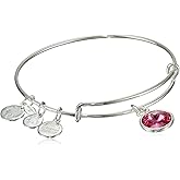 Alex and Ani "Bangle Bar" October Imitation Birthstone Shiny-Silver Tone Expandable Bracelet