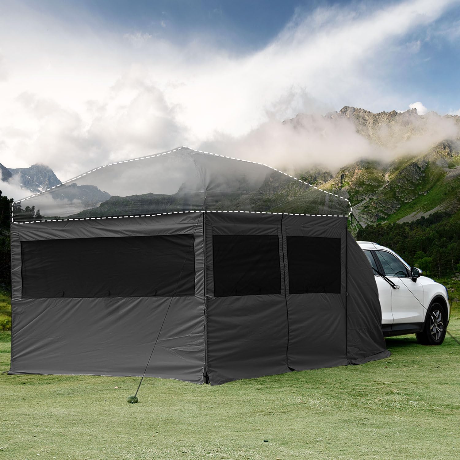 Photo 1 of KAMPKEEPER 5pcs Sidewalls for 10X10 Commercial Instant Canopy Tent, Converts Canopy into Tent for Camping with Removable SUV Tailgate - Black (Canopy Pole/Shelter NOT Included)
