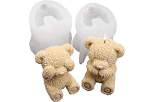 Bear Mold, 2PCS Cute Teddy Bear Silicone Mold, Non Stick Soft Silicone Moulds for Chocolate, Ice Cubes, Candle, Pudding, Soap