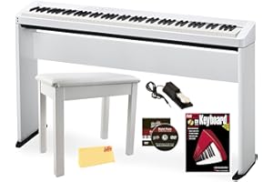 Casio Privia PX-S1100 Digital Piano - White Bundle with CS-68 Furniture Stand, Bench, Sustain Pedal, Piano Book, Online Piano Lessons, Austin Bazaar Instructional DVD, and Polishing Cloth