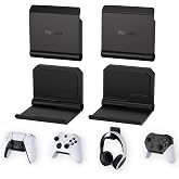 PlayVital 4 Pack FOLD Controller Holder Wall Mount for ps5 ps4 Xbox Switch 2 Pro Headset, Universal Gaming Acessories Controller Organizer Headphone Stand - Foldable Anti-slip Strong Adhesive, Black