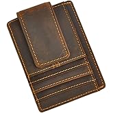 Le'aokuu Genuine Leather Magnet Money Clip Credit Card Case Holder Slim Wallet