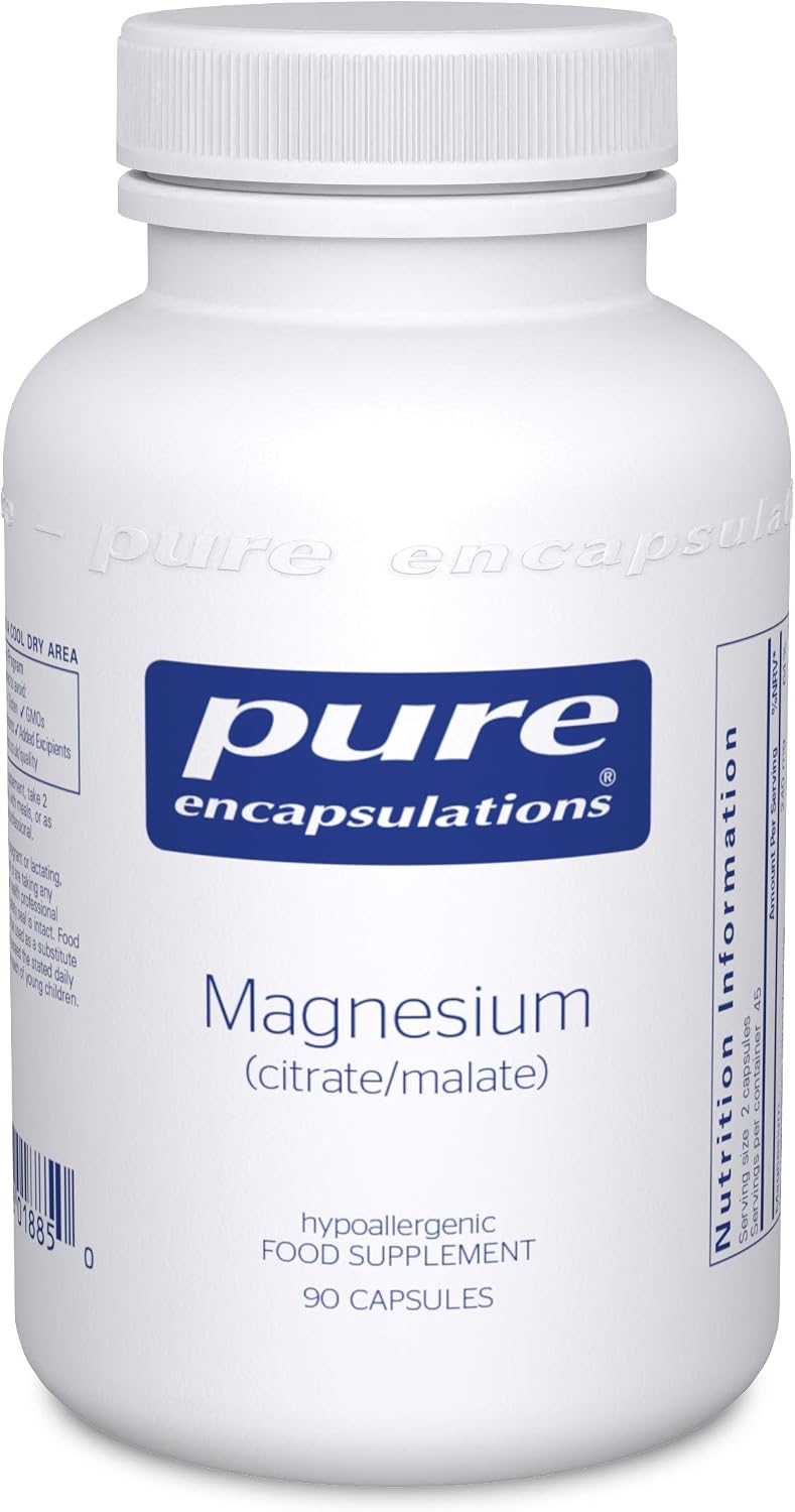 Pure Encapsulations Magnesium (Citrate/Malate) 120mg - Highly Bioavailable Magnesium Chelate - 90 Capsules