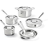 All-Clad D5® Stainless Steel Core 10 Piece Cookware Set- Made in USA- The Upgrade for Supremely Even Heat- Includes Frying Pa