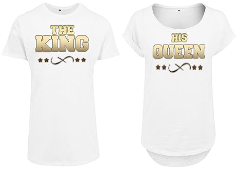 Urban Kingz Partner Herren + Damen Oversize Long T-Shirt Set The King + His Queen