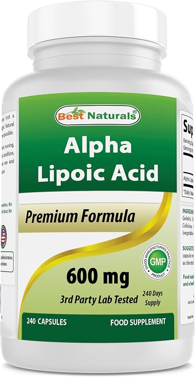 Best Naturals Alpha Lipoic Acid 600 mg 240 Capsules 240 Count