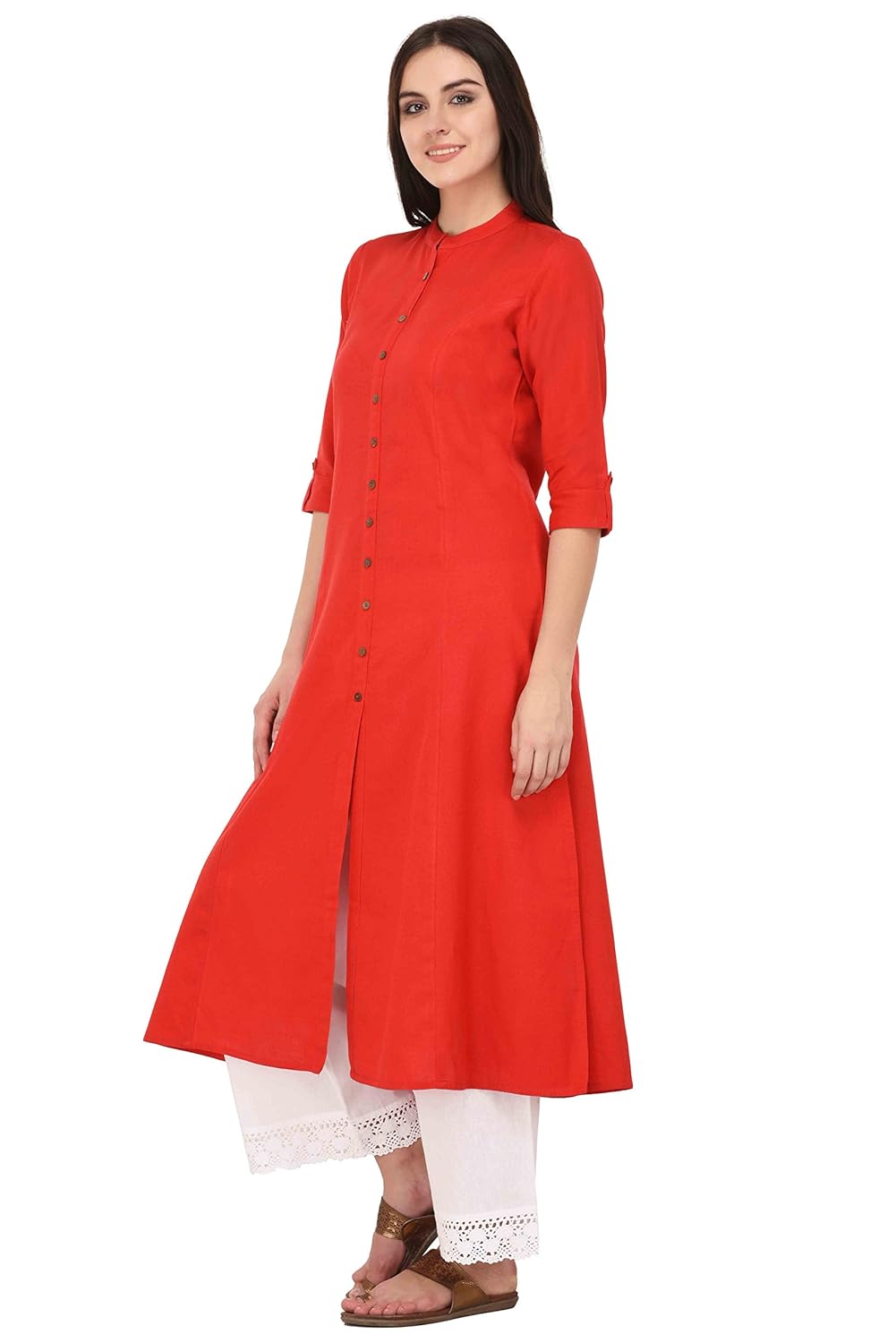 pistaa's women's cotton solid kurta (kwtred_xs)