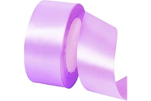 POPOYU Purple Wide Satin Ribbon for Gift Wrapping 1-1/2 inch,25 Yards Continuous Ribbons Roll, Ribbon Thick Solid Color Fabric Ribbon for Crafts,Wedding Car,Hair Bow Making,Wreath,Bouquet