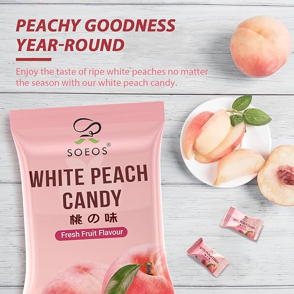 SOEOS WHITE PEACH HARD CANDY, CLASSIC SERIES CHINESE HARD CANDY, 16 OZ (PACK OF 1)