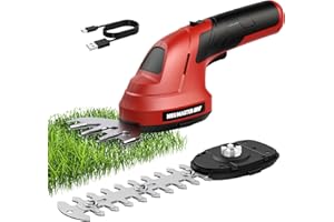 NEU MASTER Cordless Grass Shear, 2-in-1 Handheld Hedge Trimmer, 7.2V Electric Grass Trimmer with Type-C Cable and 2.0Ah Rechargeable Battery, Lightweight Shrubbery Trimmer for Garden Yard Lawn