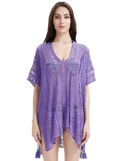 Ferand Robe De Plage Elégante Tunique Légère En Dentelle Cache Maillot Au Crochet Femme
