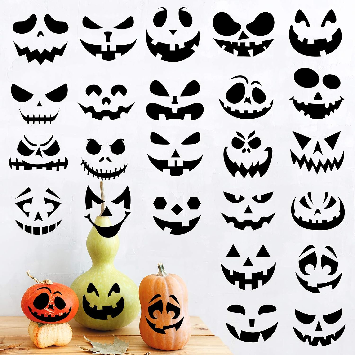 Whaline Halloween Pumpkin Stickers 24Pcs Black Pumpkin Face Stickers 28x35cm Classic Expression Decals for Pumpkins and Squashes Make Your Own Jack-O-Lantern Face Decals for Halloween Party Decoration - Image 4