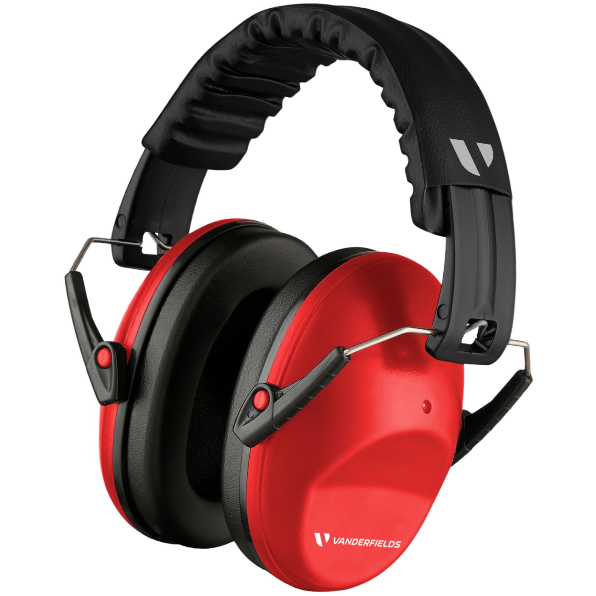 Vanderfields Premium Hearing Protection Ear Defenders - Broad Spectrum Sound Reduction 33 dB at 2K Hz Noise Cancelling - Headset Safety Noise Cancellation - Headphones Kids 3-12 - Red Nomad