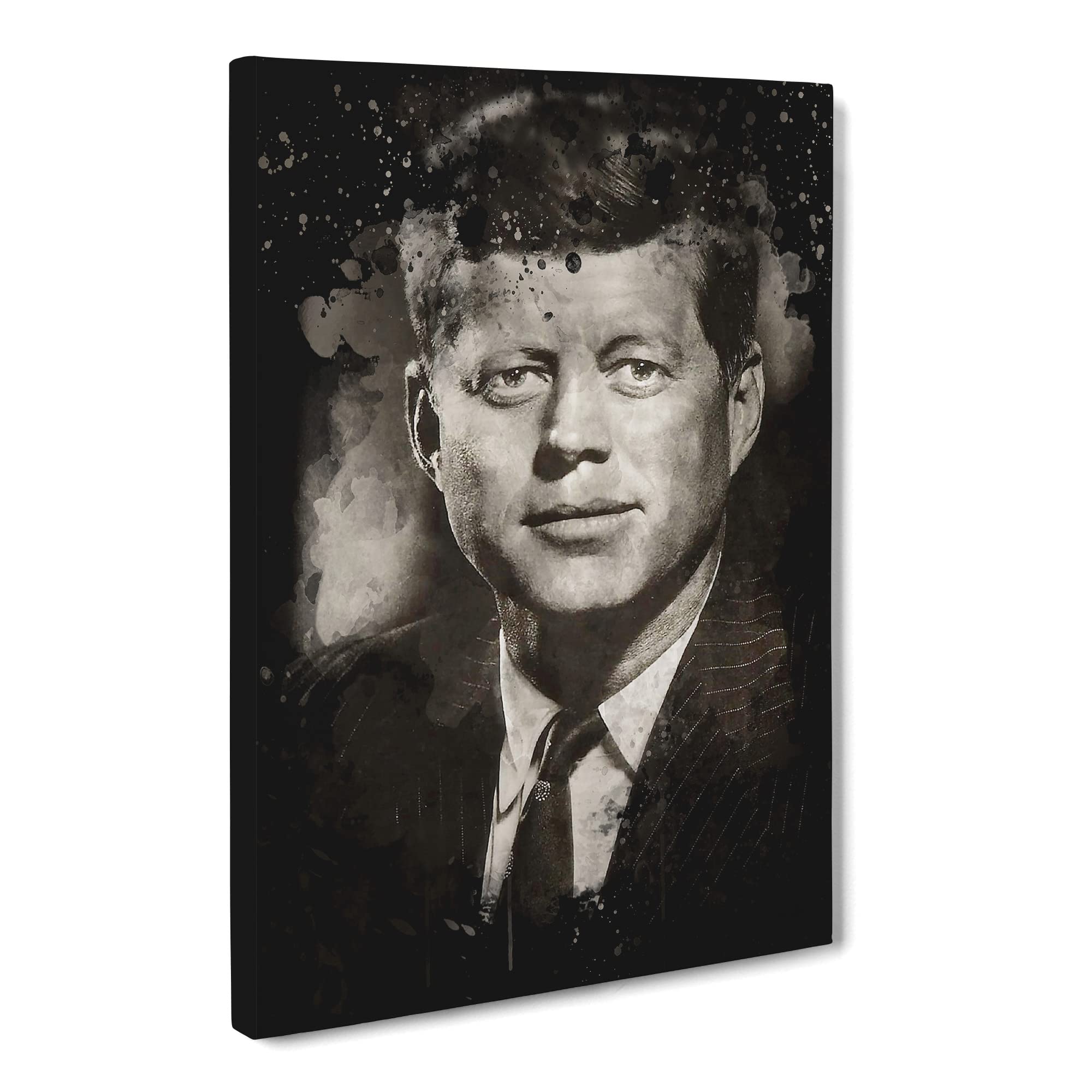 John F Kennedy Jfk President Modern Cb Canvas Print | Gallery Wrapped 30mm Frame Wall Art | 20x14 inches | Ready to Hang | Modern Picture | Living Room Bedroom Lounge Office