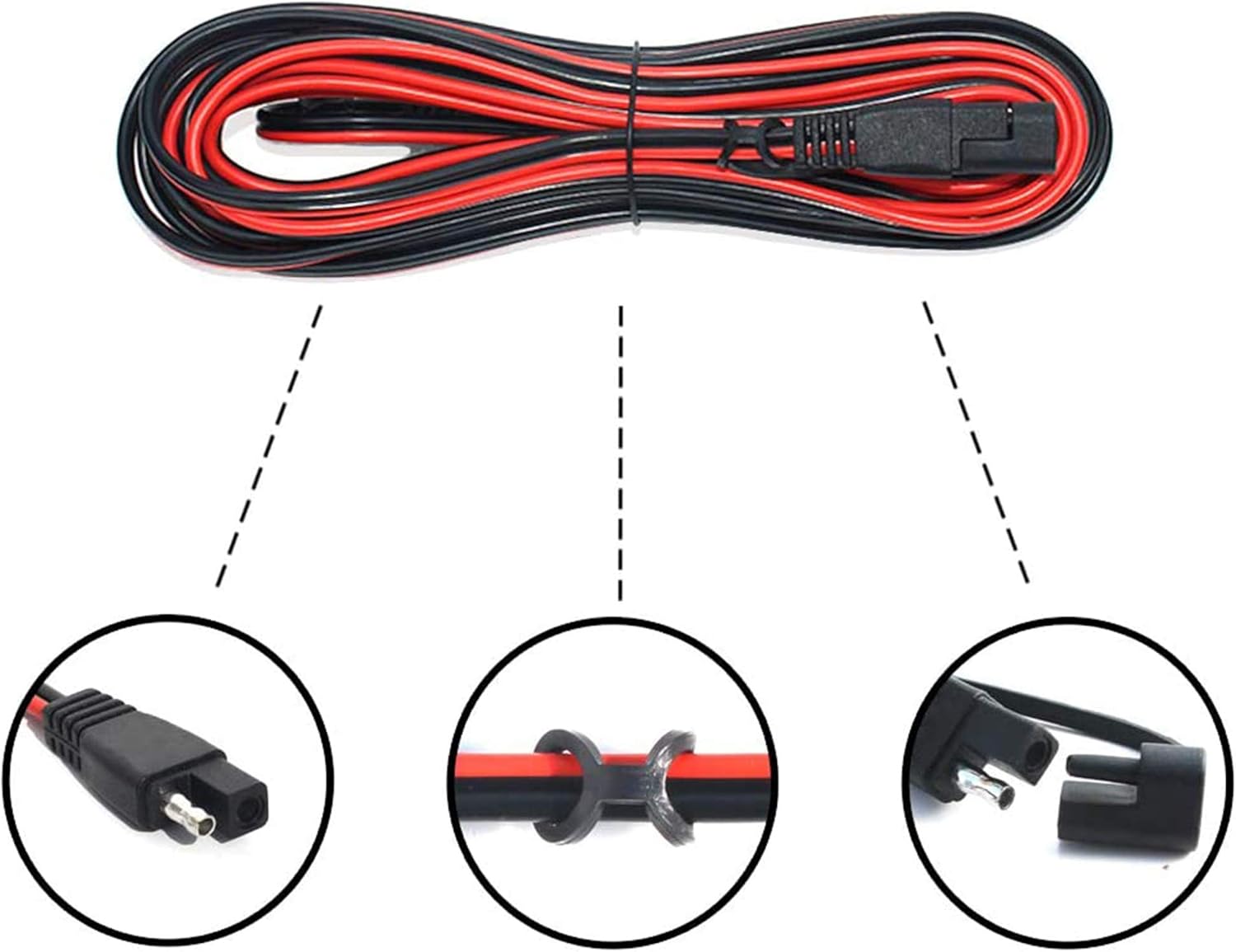 POWISER 25Feet SAE to SAE Extension Cable Quick Disconnect Connector 16AWG, for Automotive, Solar Panel Panel SAE Plug(25FT(16AWG)) : Garden & Outdoor