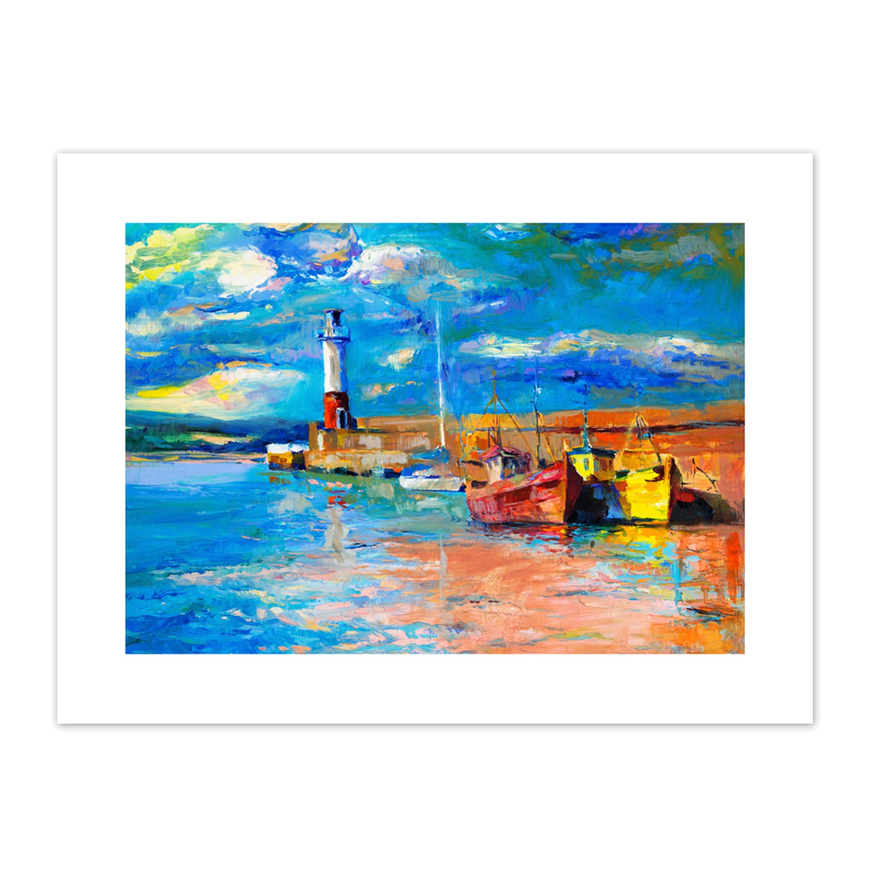 Boats Tide Out Painting Art Print Canvas Premium Wall Decor Poster