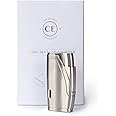 CASE ELEGANCE Brushed Stainless Steel Finish with Double Torch Cigar Lighter