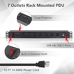 ElecVoztile Rack Mount Power Strip Surge