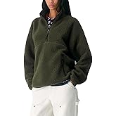 Aimiray Fleece Pullover Women Long Sleeve Half Zip Sherpa Jacket Warm Trendy Teddy Fall Sweatshirts with Side Pockets