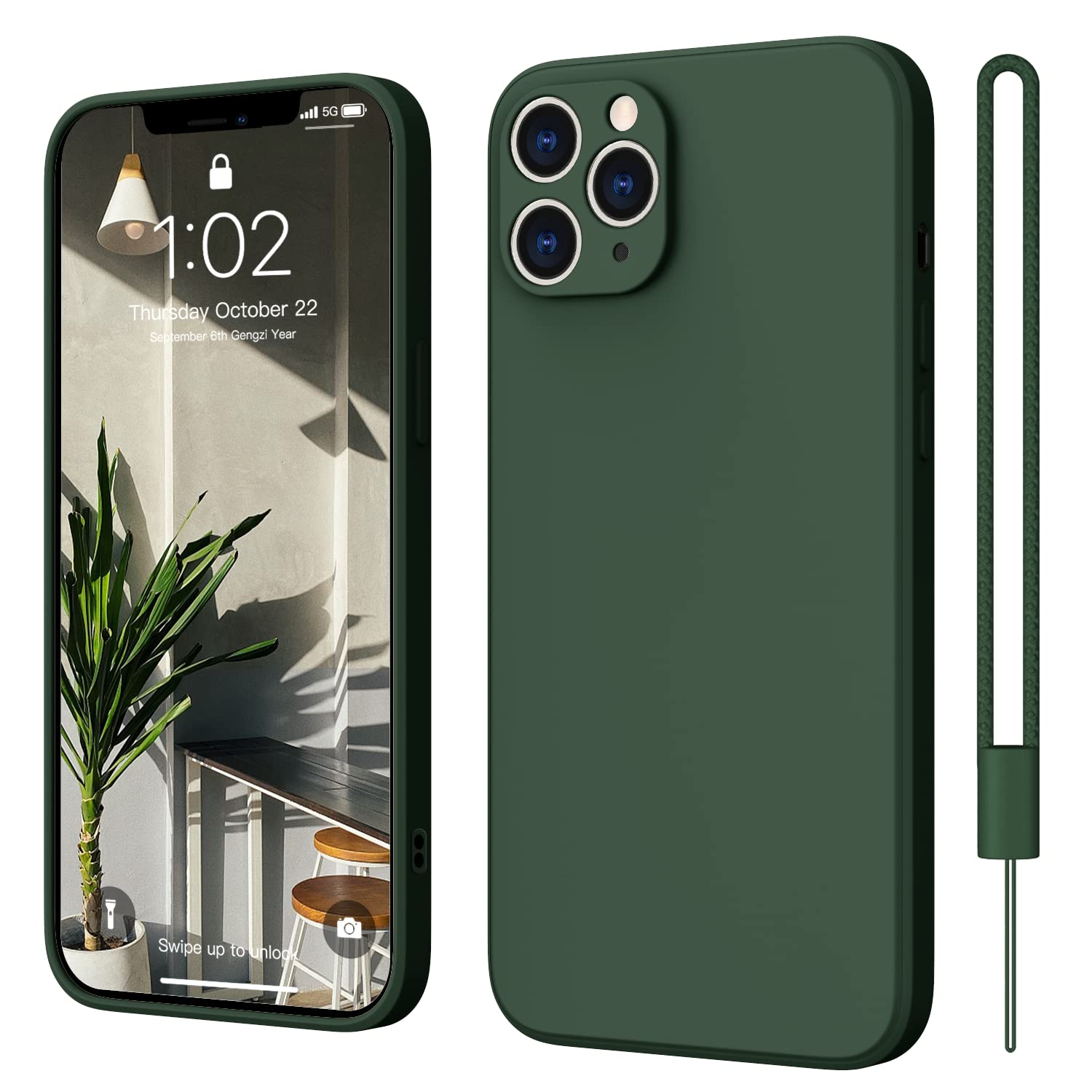 ElestBela iPhone 11 Pro Max Silicone Case, Slim Fit, Wireless Charging Compatible, Non-Slip Grip, Dark Green