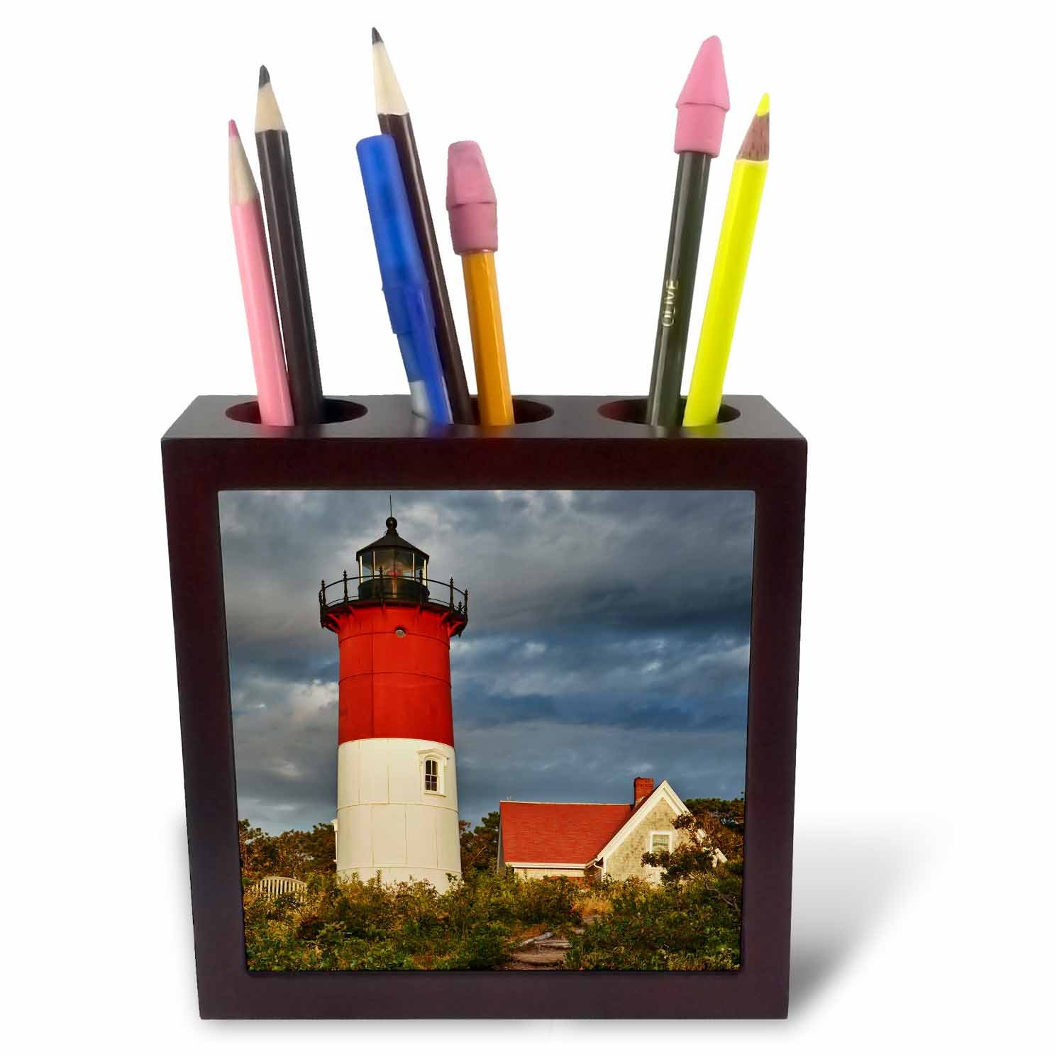 3dRose Nauset Light, Cape Cod National Seashore, Eastham, Massachusetts Inch (Ph_259433_1), 5" Tiles Pen Holder
