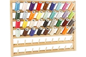 Thread Holder Wall Mount Hold 54 Spools Wooden Thread Rack Hanging Braiding Rack for Sewing, Quilting, Embroidery, Craft Supp