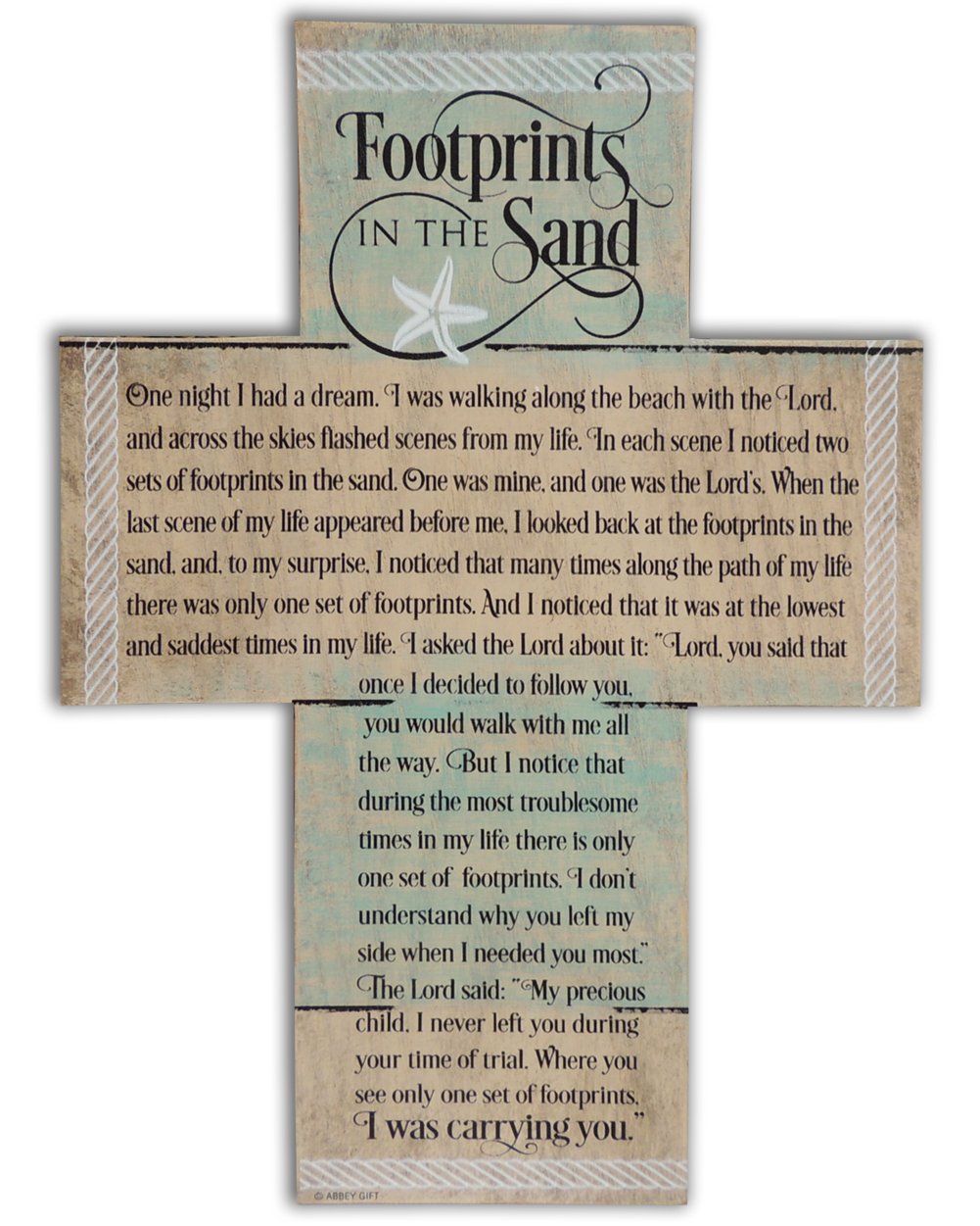 Abbey Gift Footprints Cross with Easel, Multi