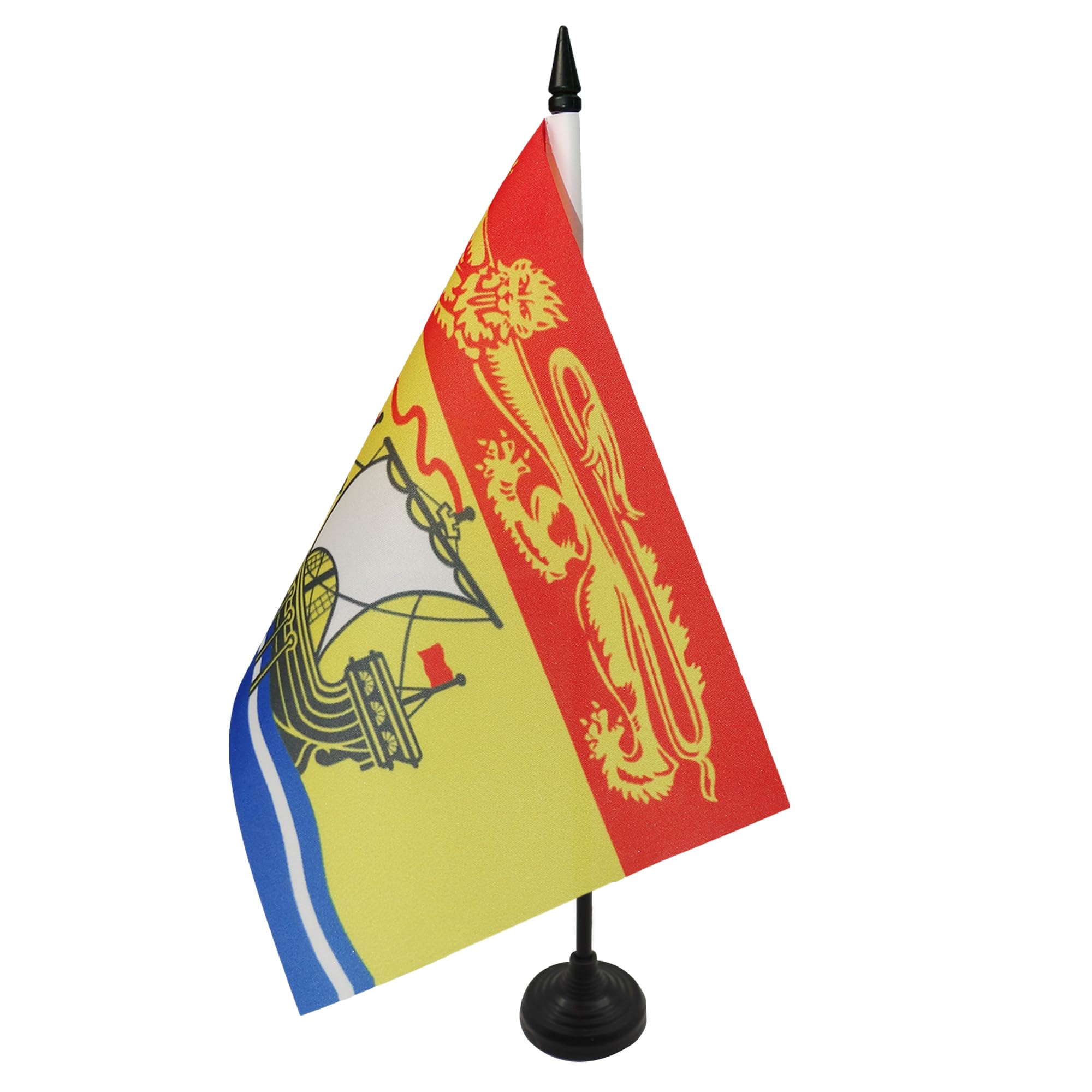 AZ FLAG New Brunswick Table Flag 5'' x 8'' - Canadian region of New Brunswick Office Decoration 100% Polyester 21 x 14 cm - Mini Desk Flag with Pole and Black Plastic Base